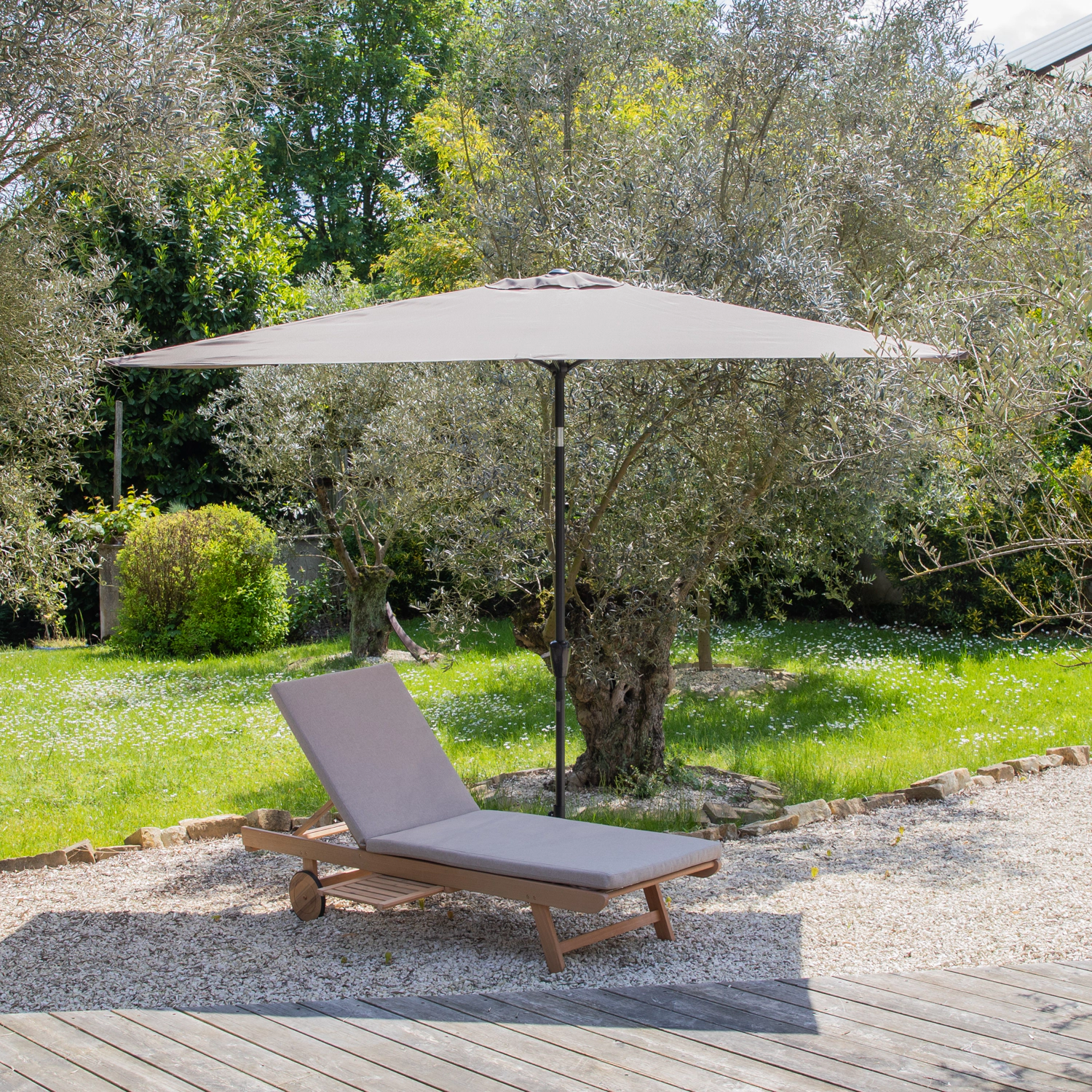 Parasol droit HAPUNA rectangulaire 2x3m taupe